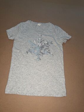 J. Crew Light Blue Snowflake Graphic Tee